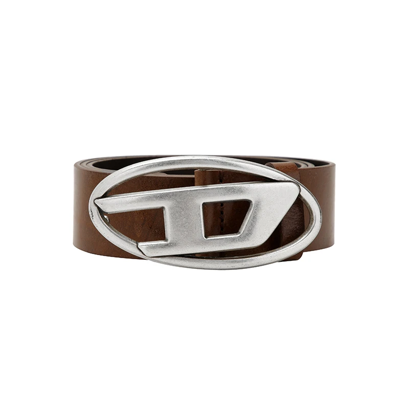 DIESEL迪赛 OVAL-D LOGO经典系列 春夏新品 别致平滑扣 皮带 男女同款情侣款 棕色/黑色 宽4cm 商品
