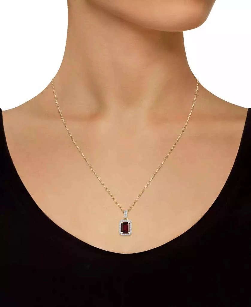 商品Macy's|Garnet (1-7/8 ct. t.w.) & Lab-Created White Sapphire (1/5 ct. t.w.) Emerald-Cut Halo 18" Pendant Necklace in 10k Yellow Gold (Also in Citrine & Amethyst),价格¥3274,第2张图片详细描述