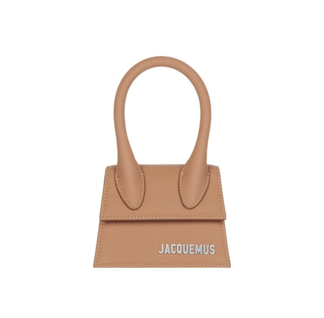 商品Jacquemus|银色金属徽标和硬件 牛皮 单肩 斜挎手提包 迷你 男女同款 浅褐色  216BA001-3069-810,价格¥4591,第1张图片