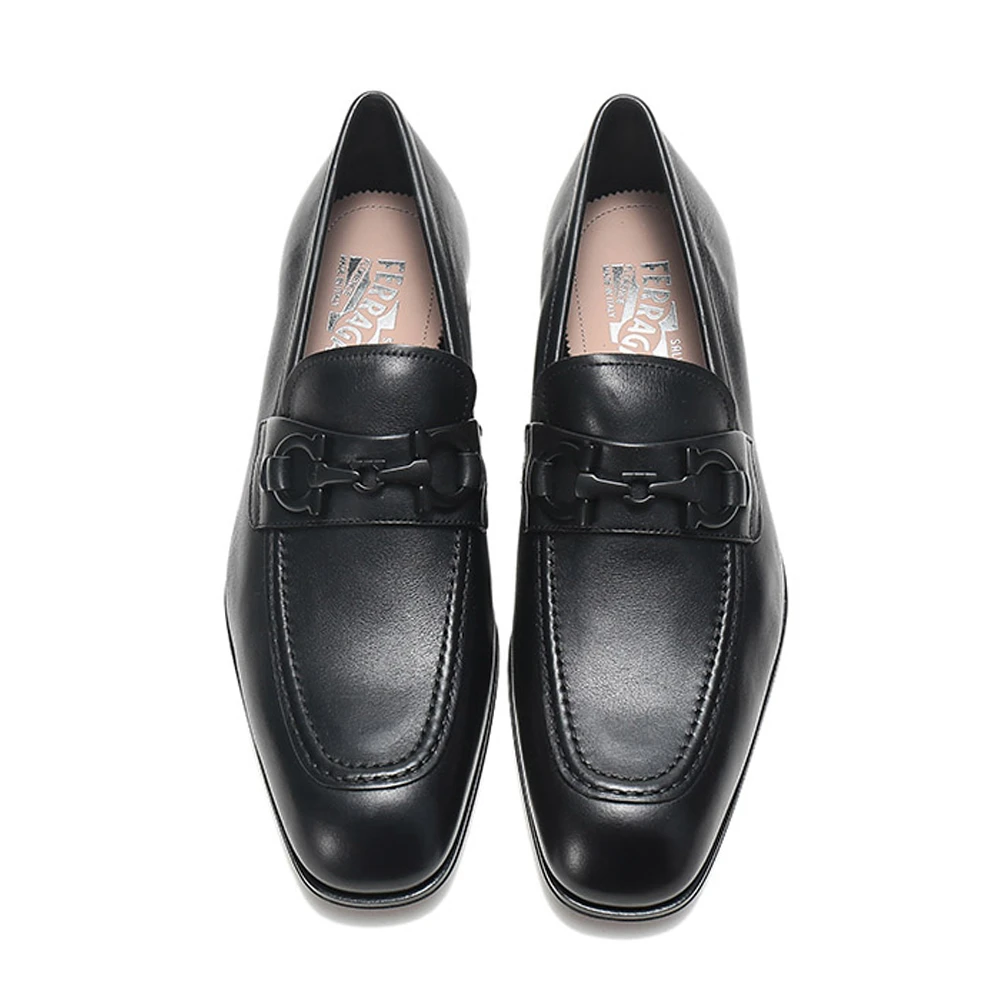 SALVATORE FERRAGAMO 男士黑色ASTEN系列牛皮革商务休闲单鞋 0705673 商品