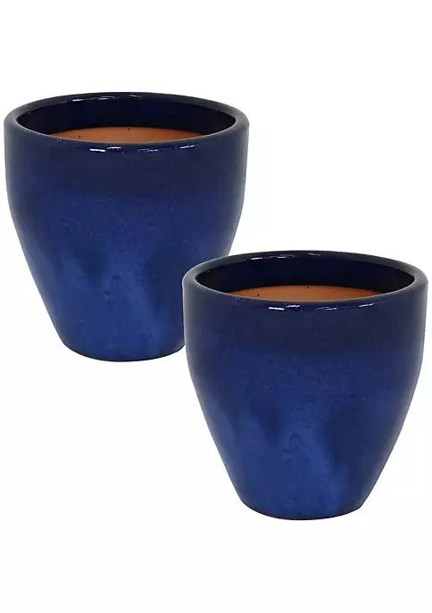 商品belk|Decor 10 In Resort Glazed Ceramic Planter   Imperial Blue   Set Of 2,价格¥1040,第2张图片详细描述
