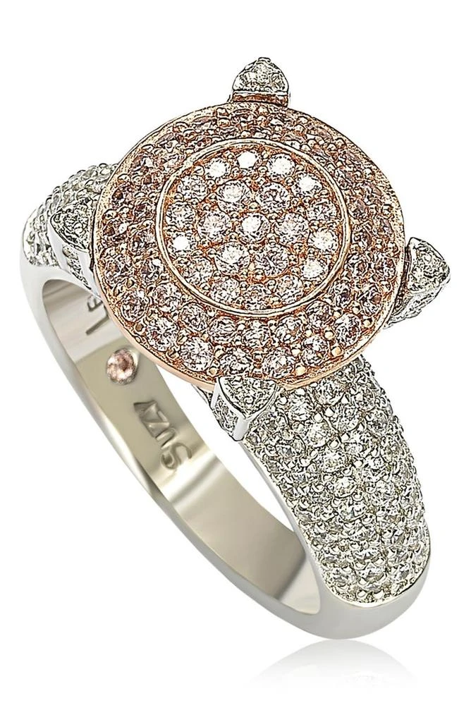 商品Suzy Levian|Sterling Silver & 14K Rose Gold Plated Pavé Pink CZ Ring,价格¥865,第1张图片