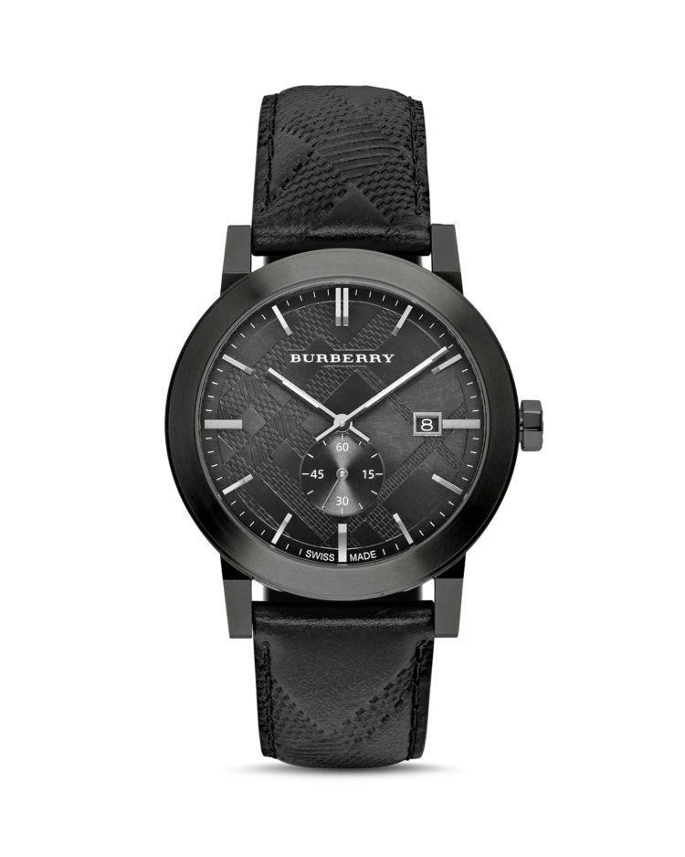 商品Burberry|Check Leather Strap Watch, 42mm,价格¥3903,第1张图片