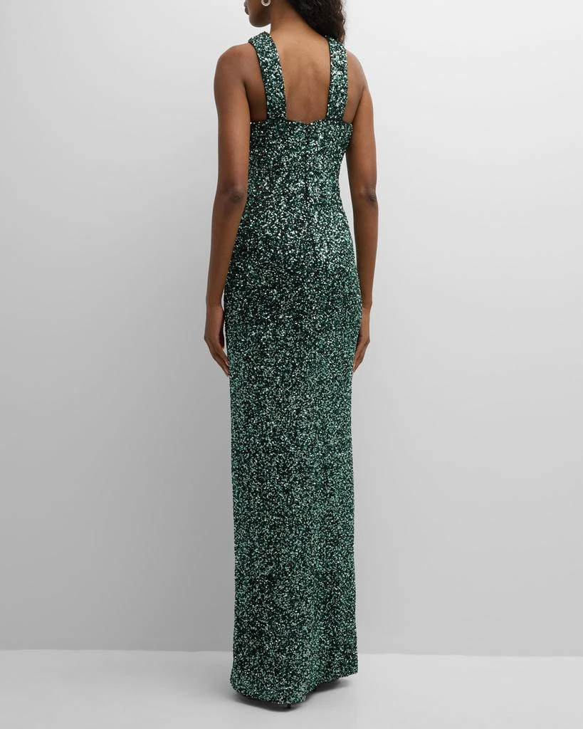 商品Teri Jon|Sequin Crossover Halter Gown,价格¥2515,第3张图片详细描述