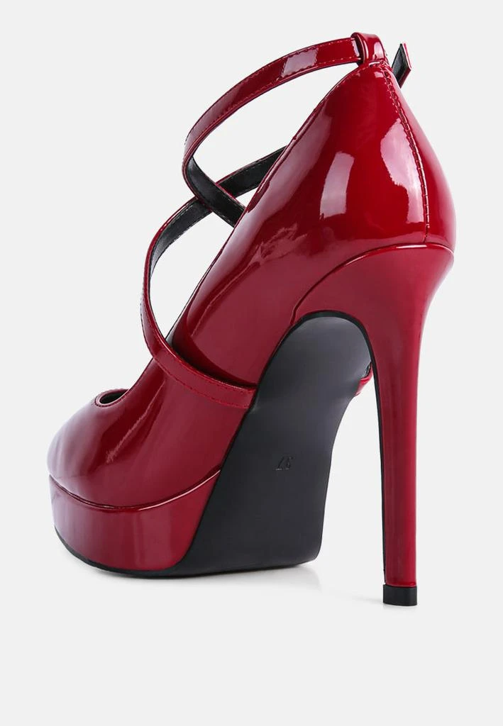 商品London Rag|pixie dust patent faux leather cross strap pumps,价格¥575,第2张图片详细描述