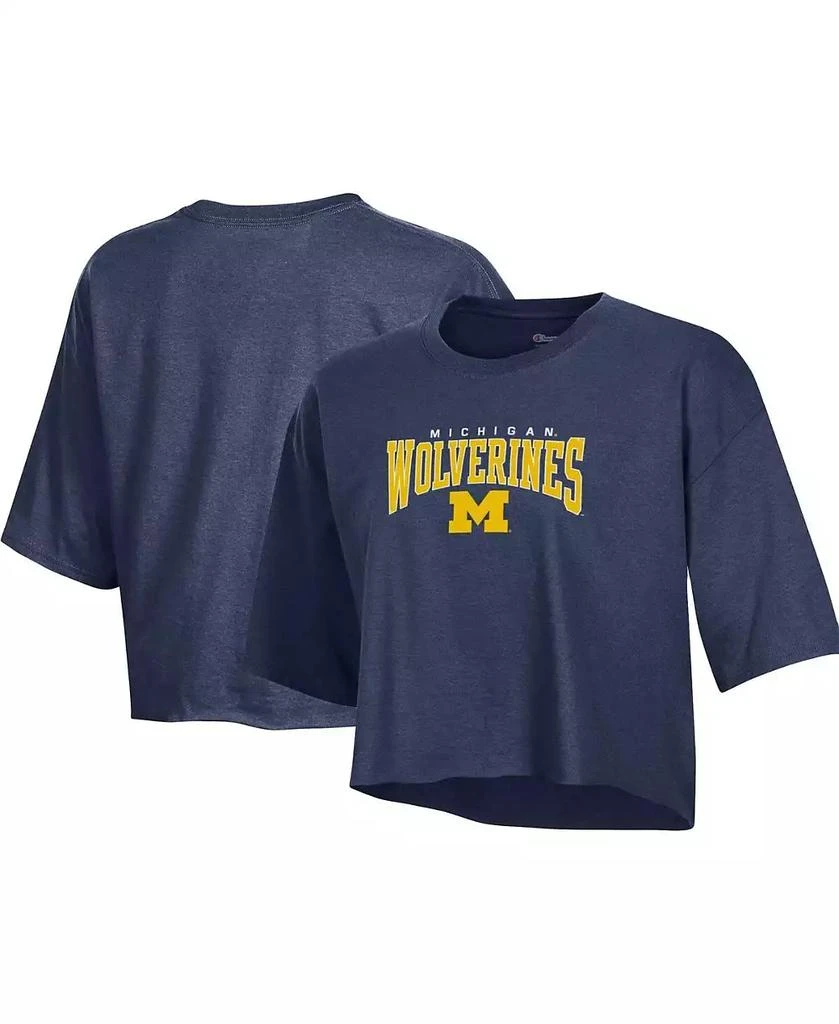 商品CHAMPION|Women's Heather Navy Michigan Wolverines Boyfriend Cropped T-shirt,价格¥225,第1张图片