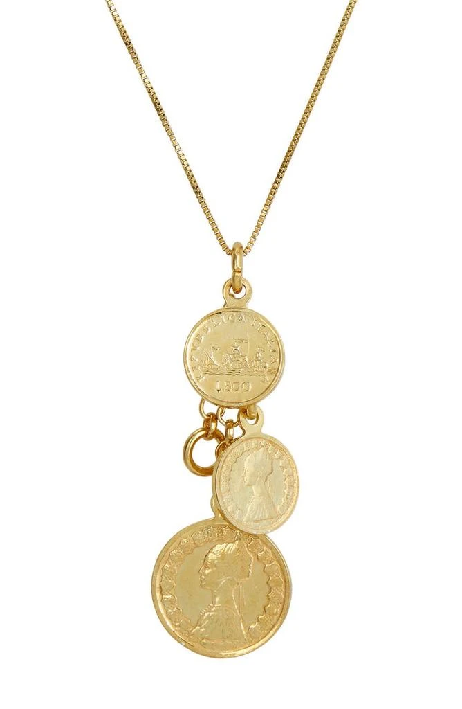 商品Savvy Cie Jewels|18K Gold Vermeil Italian Coin Charm Cluster Pendant Necklace,价格¥453,第1张图片