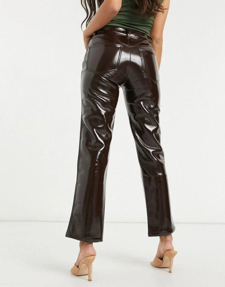 商品ASOS|ASOS DESIGN Petite mid rise '90's' straight leg jeans in oxblood vinyl,价格¥182,第2张图片详细描述