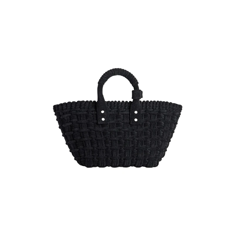 巴黎世家 23新款 BISTRO女士XS号黑色毛巾布篮子单肩/手提包 6713422AAF01090 商品