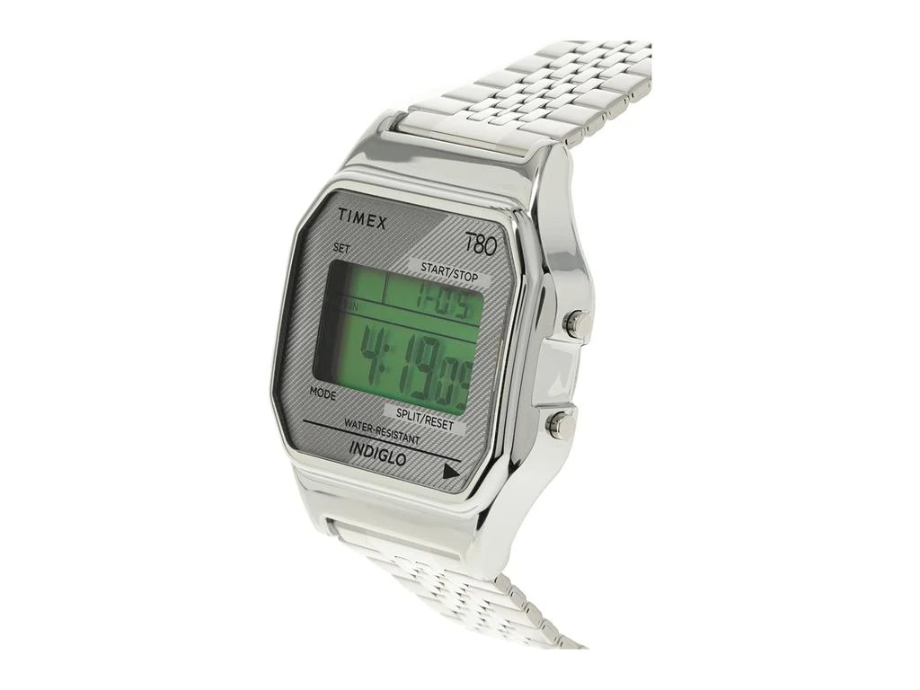 商品Timex|34 mm T80 Silver Tone Case Digital Dial Silver Stainless Steel Bracelet Watch,价格¥520,第2张图片详细描述