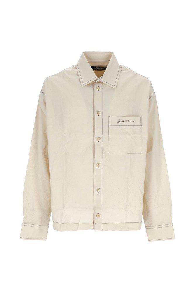 商品Jacquemus|Jacquemus Logo-Embroidered Long Sleeve Shirt,价格¥1686-¥1782,第1张图片