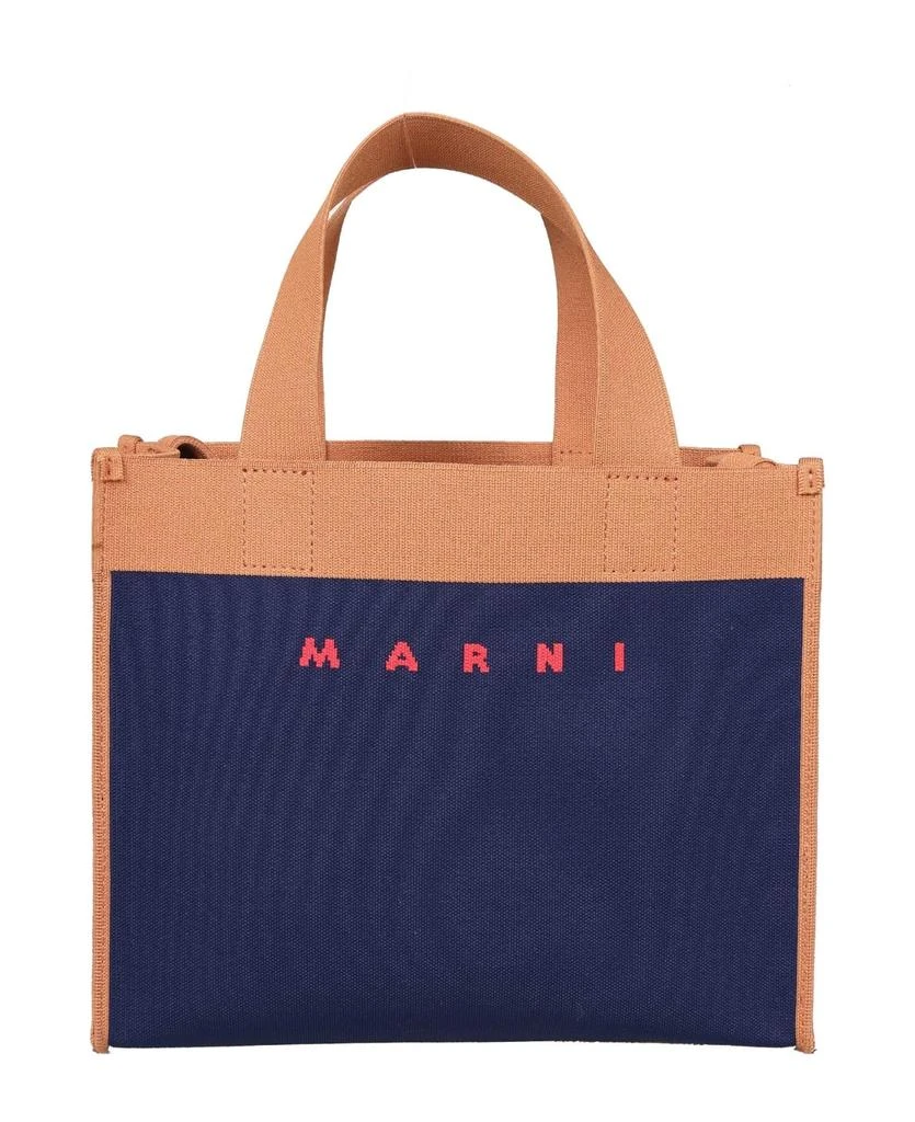 商品Marni|Small Shopping Bag In Blue And Brown Knit,价格¥6008,第1张图片