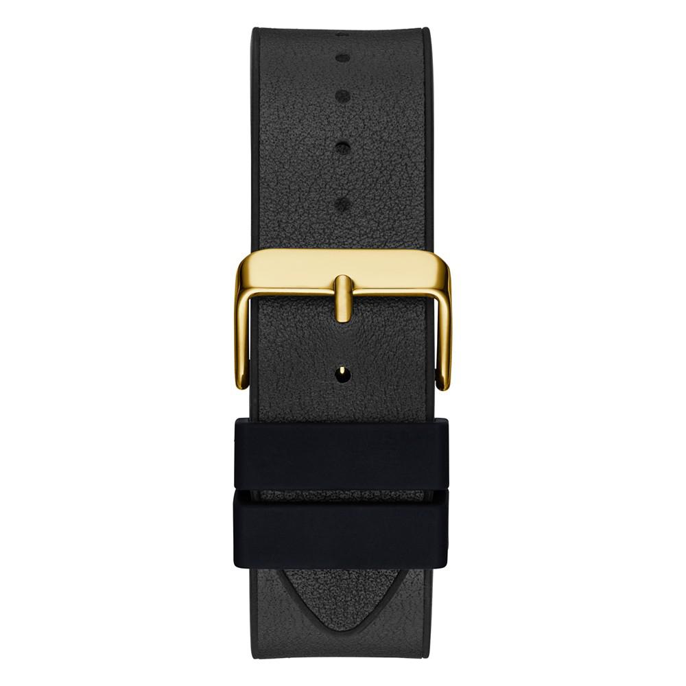 Men's Gold-tone Black Genuine Leather and Silicone Strap Watch 44mm商品第3张图片规格展示