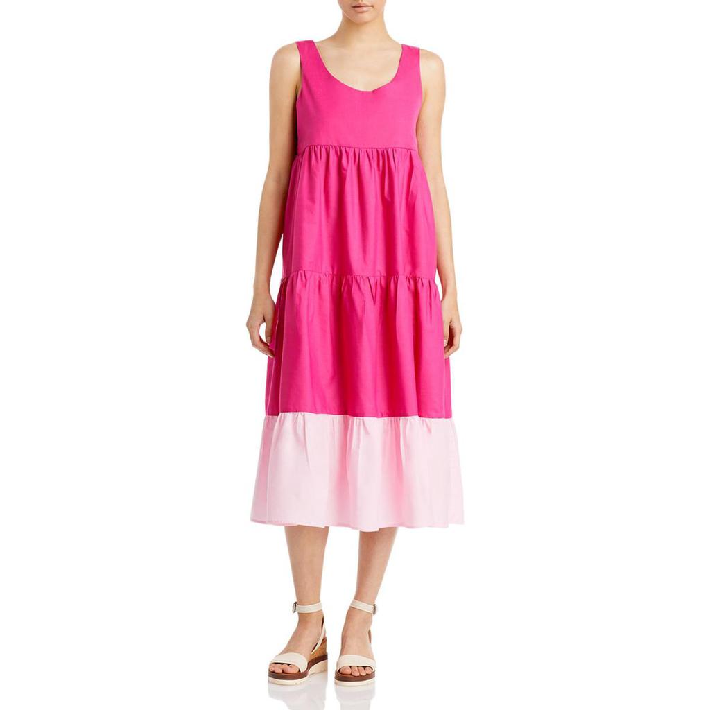 Aqua Womens Colorblock Sleeveless Midi Dress商品第1张图片规格展示
