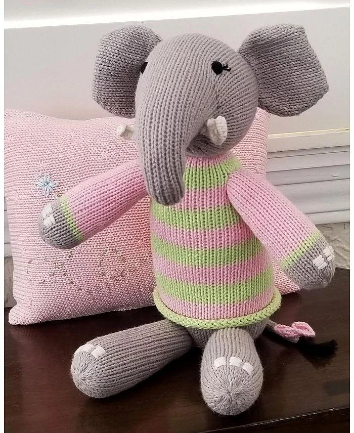 商品Melange Collection|Knit Cotton Elephant in Pink Sweater - Ages 0+,价格¥302,第3张图片详细描述