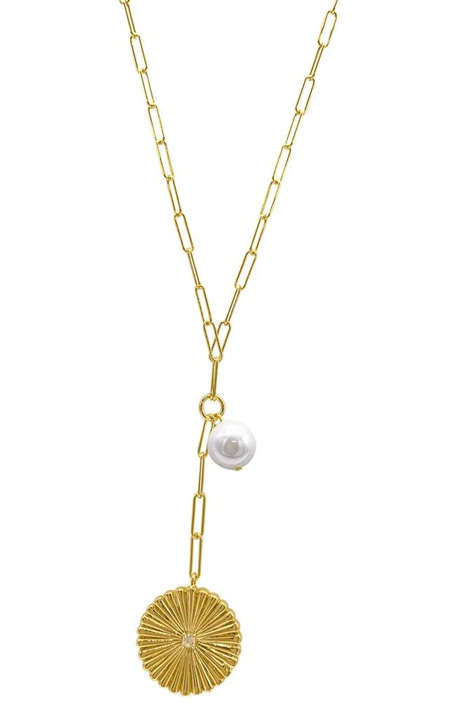 Adornia 14K Yellow Gold Vermeil Pearl Drop Y-Necklace 1