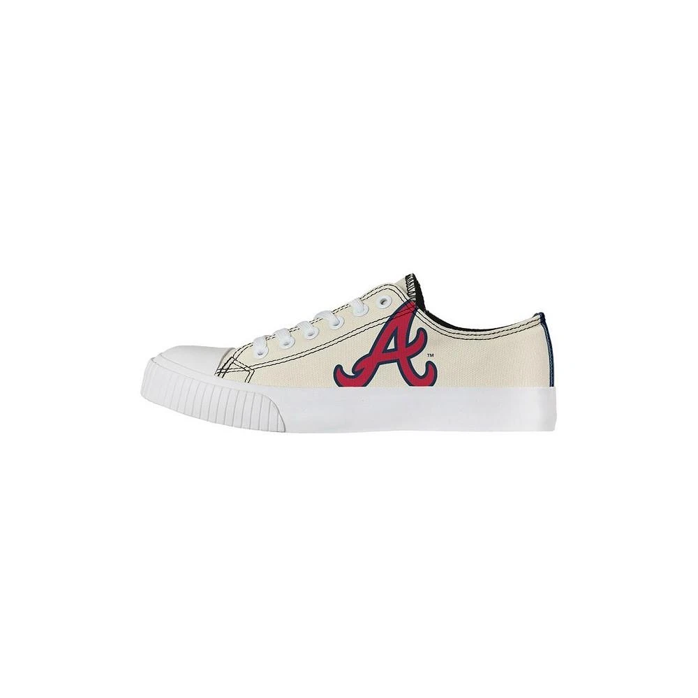 商品FOCO|Women's Cream Atlanta Braves Low Top Canvas Shoes,价格¥447,第1张图片