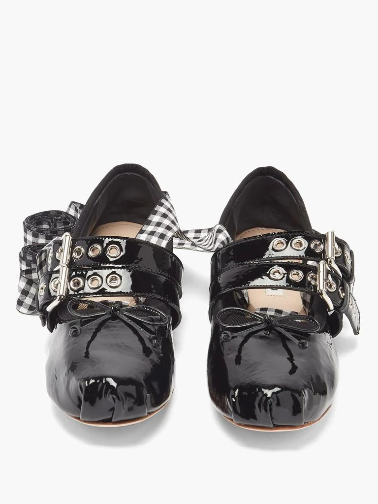 商品Miu Miu|Ribbon-strap buckled patent-leather ballet flats,价格¥5520,第5张图片详细描述