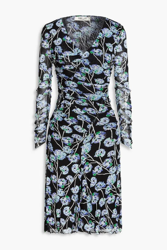 商品Diane von Furstenberg|Missy ruched floral-print stretch-mesh dress,价格¥2059,第1张图片