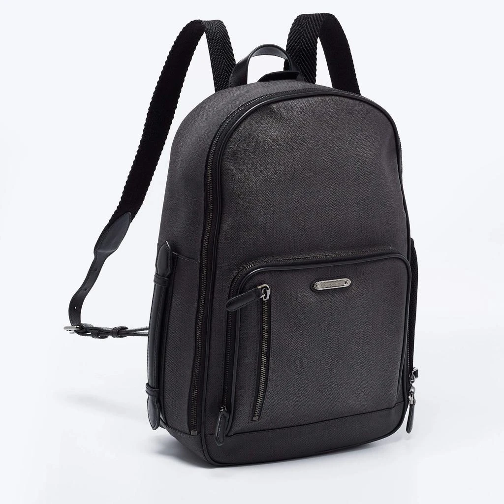 商品[二手商品] Zegna|Ermenegildo Zegna Black/Grey Coated Canvas and Leather Backpack,价格¥3068,第3张图片详细描述