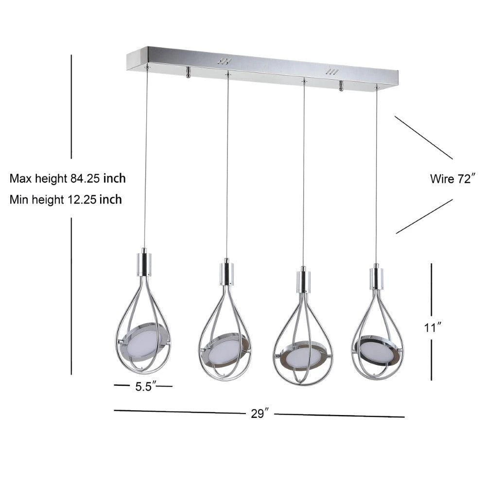 Orion 29" Adjustable Modern Integrated 4-Light Linear LED Metal Pendant 商品