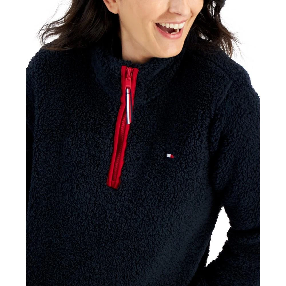 商品Tommy Hilfiger|Women's 1/4-Zip Sherpa Logo Pullover,价格¥228,第3张图片详细描述