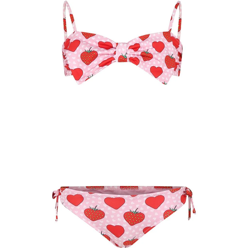 商品Mc2 Saint Barth|Pink Bikini For Girl With Strawberries And Hearts,价格¥1148,第1张图片