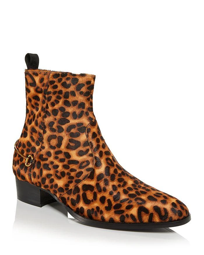 商品Kurt Geiger|Men's Gin Eagle Head Leopard Side Zip Ankle Boots,价格¥1279,第1张图片