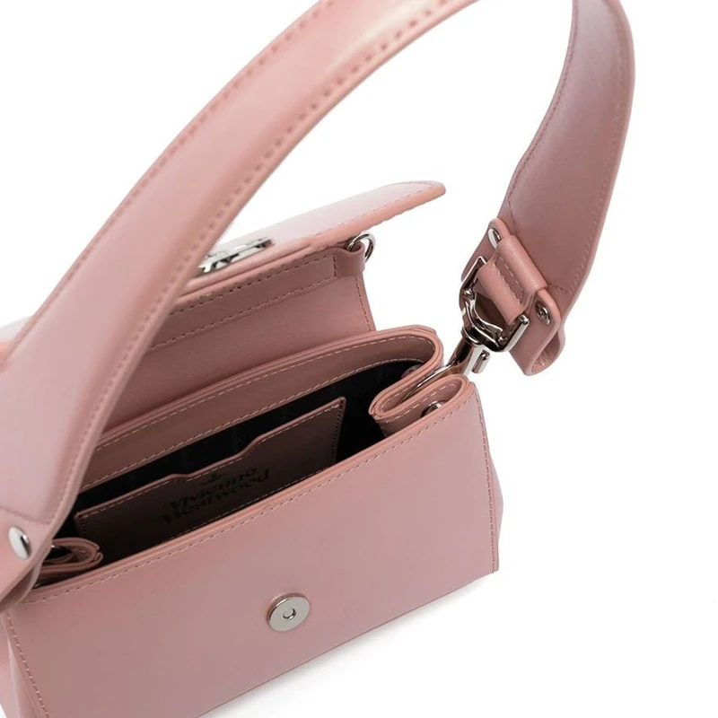 商品[国内直发] Vivienne Westwood|HAZEL 土星Logo 光面小牛皮 腋下包法棍包单肩手提包 小号 女款 珠光粉,价格¥3577,第4张图片详细描述