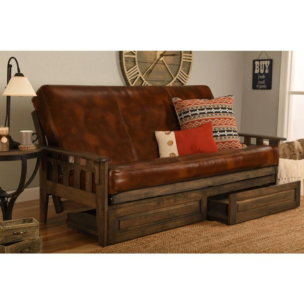 商品KODIAK|Tucson Frame-Rustic Walnut Finish-Oregon Trail Saddle Mattress-Storage Drawers,价格¥8314,第3张图片详细描述