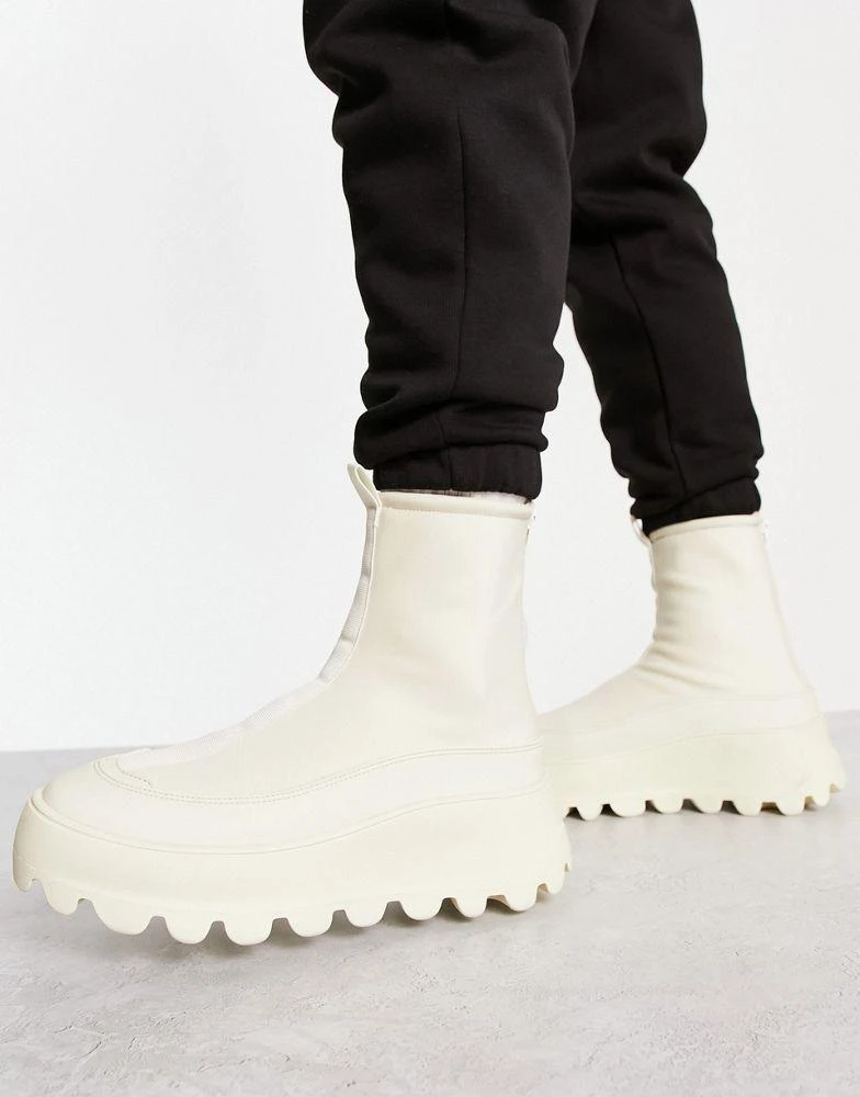 商品ASOS|ASOS DESIGN chunky zip up sock boots in beige neoprene,价格¥326,第1张图片