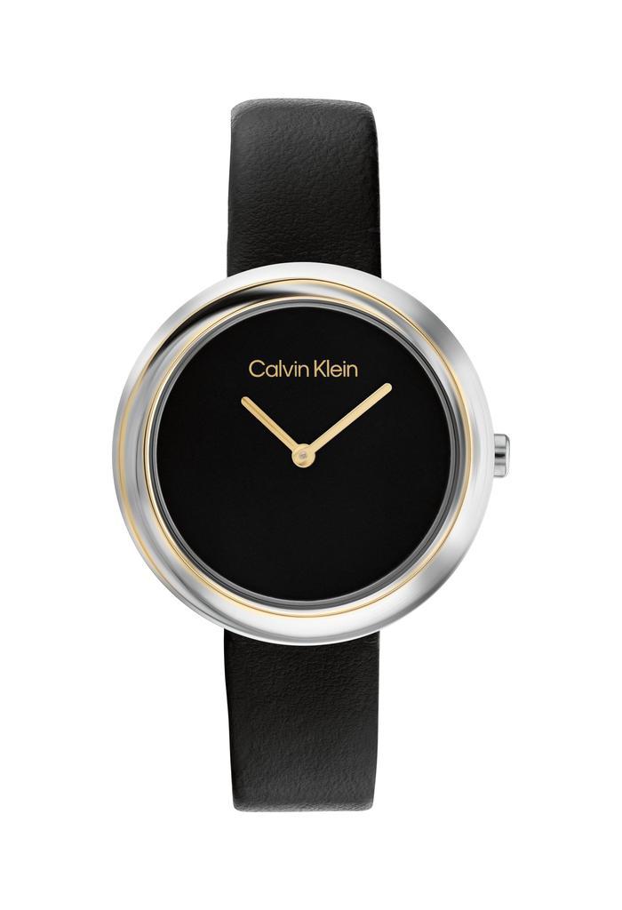 商品Calvin Klein|Calvin Klein Ladies Twisted Bezel Strap Gold Plated Watch,价格¥1094,第1张图片