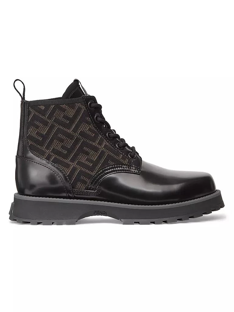 商品Fendi|FF Printed Leather Lace-Up Ankle Boots,价格¥8657,第1张图片