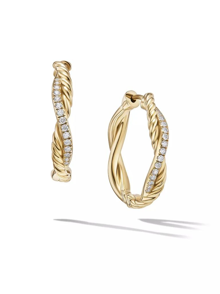 商品David Yurman|Petite Infinity Hoop Earrings in 18K Yellow Gold with Diamonds, 17.3MM,价格¥25497,第1张图片