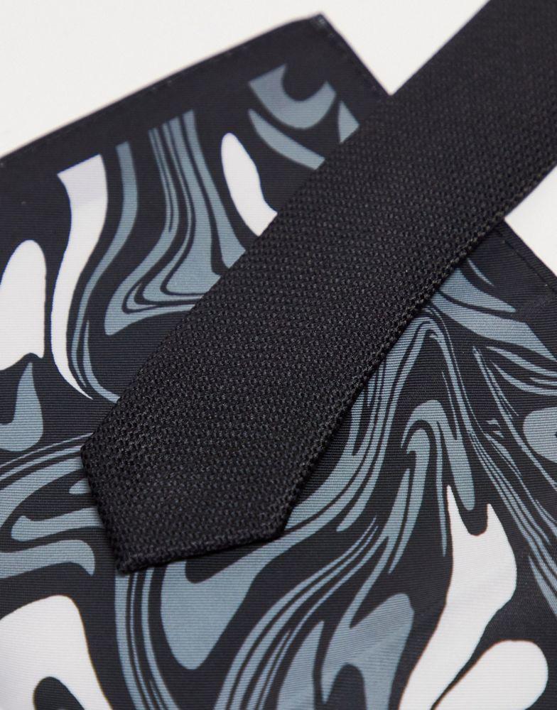 ASOS DESIGN skinny tie and pocket sqaure in black and grey swirl商品第2张图片规格展示