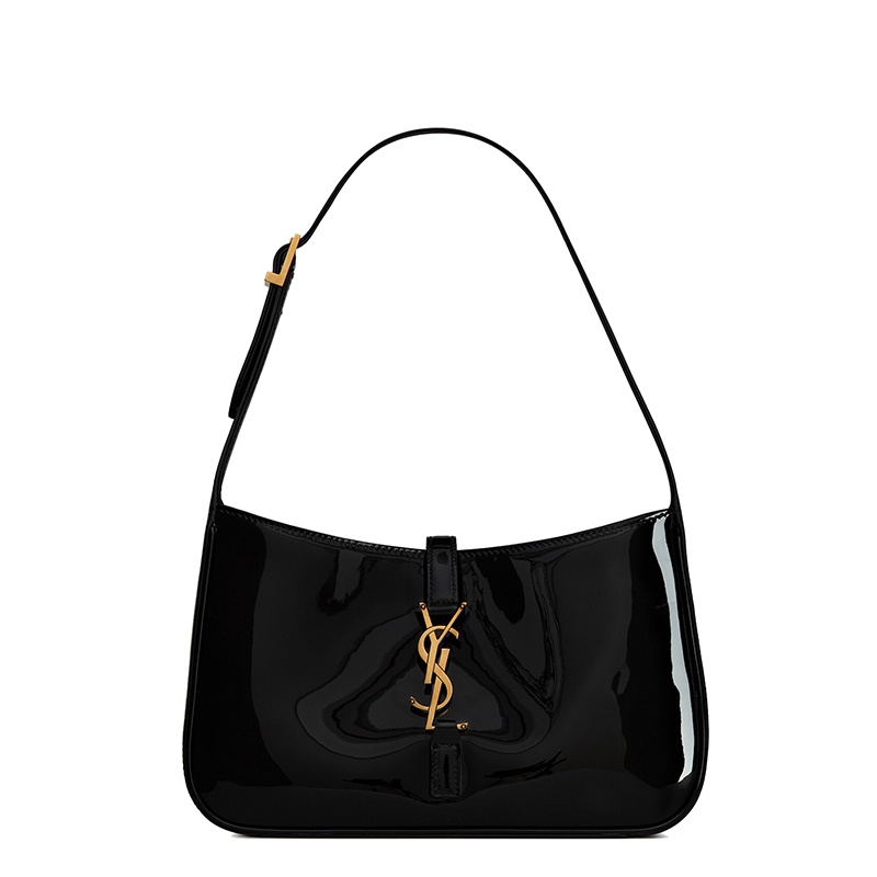 商品Yves Saint Laurent|SAINT LAURENT PARIS/圣罗兰 YSL  LE 5 À 7系列 女士黑色漆皮牛皮革金扣手提单肩腋下包,价格¥15137,第1张图片