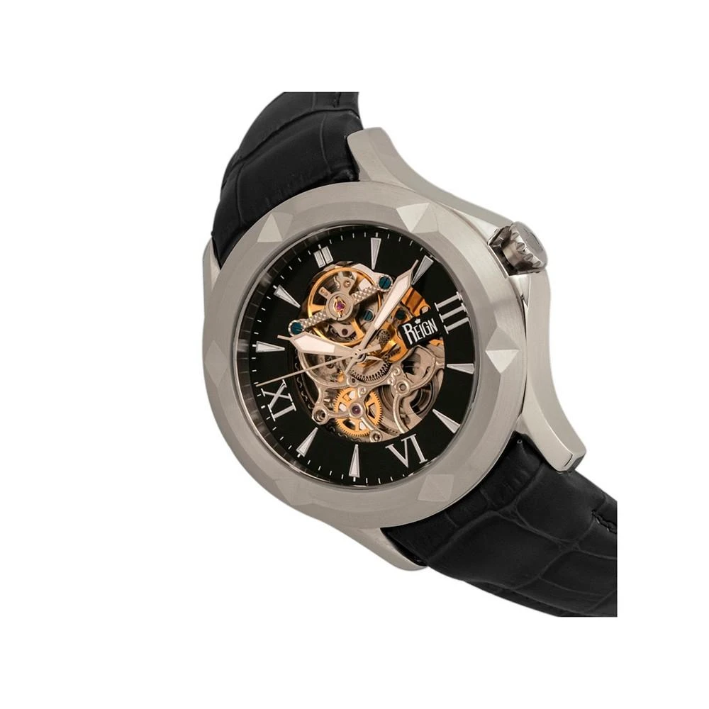 商品Reign|Dantes Automatic Black Dial, Silver Case, Genuine Black Leather Watch 47mm,价格¥2597,第3张图片详细描述