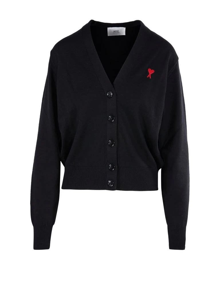 商品AMI|AMI Paris Ami de Coeur Logo Embroidered V-Neck Cardigan,价格¥2362,第1张图片