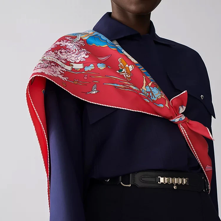 商品[国内直发] Hermes|爱马仕《我的云》系列真丝花纹丝巾 女款 多色,价格¥3453,第3张图片详细描述