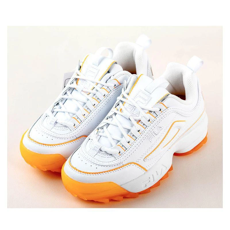 商品Fila|斐乐Fila 女鞋春夏休闲鞋复古增高运动老爹鞋 白色黄边,价格¥700,第6张图片详细描述