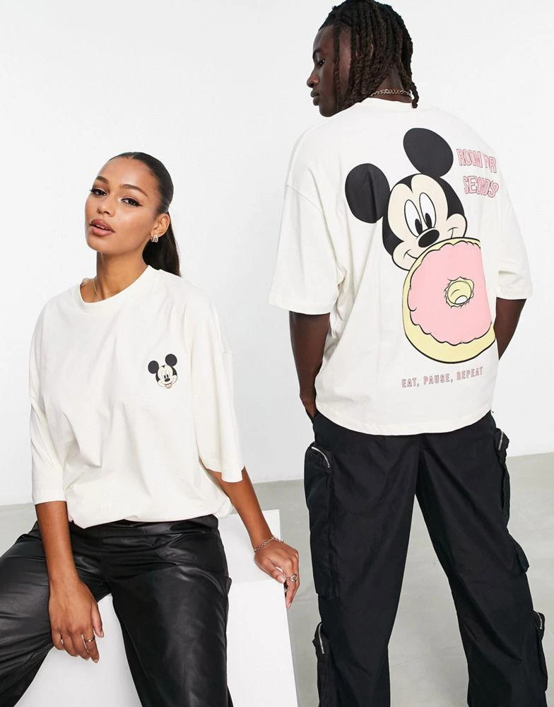 商品ASOS|ASOS DESIGN unisex oversized t-shirt with Disney Mickey Thanksgiving print in stone,价格¥245,第1张图片