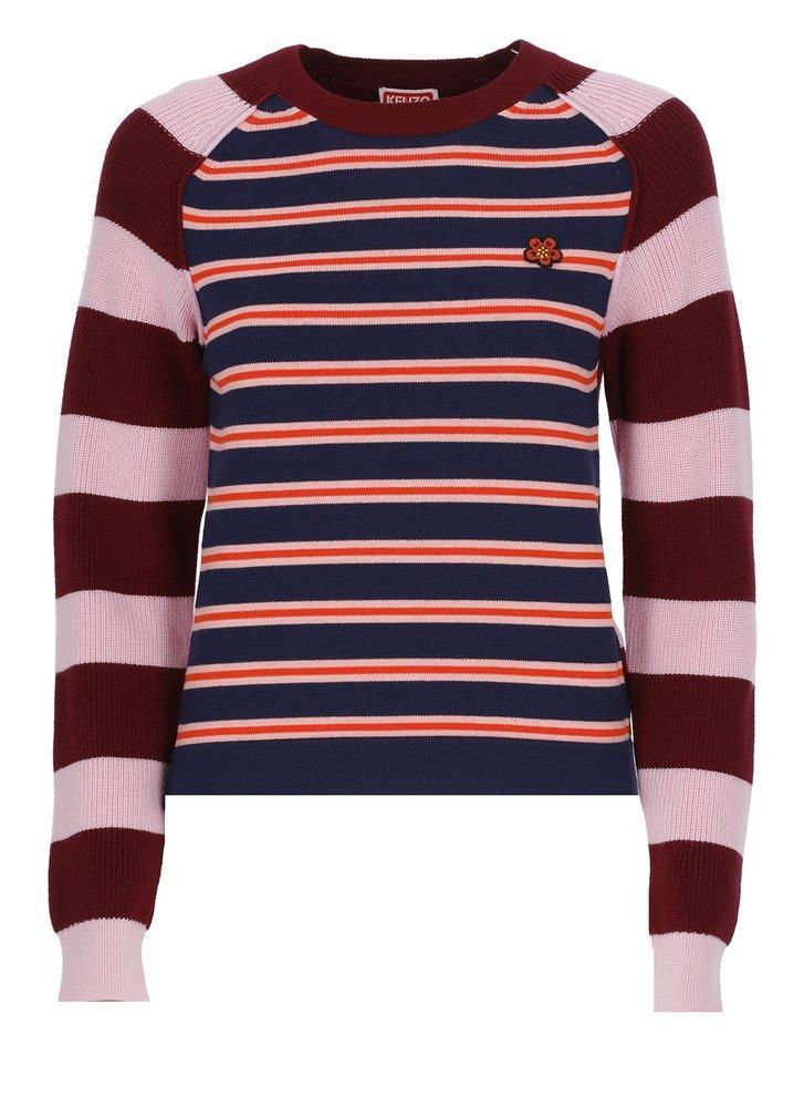 商品Kenzo|Kenzo Floral Embroidered Striped Knitted Sweater,价格¥1228-¥2046,第1张图片