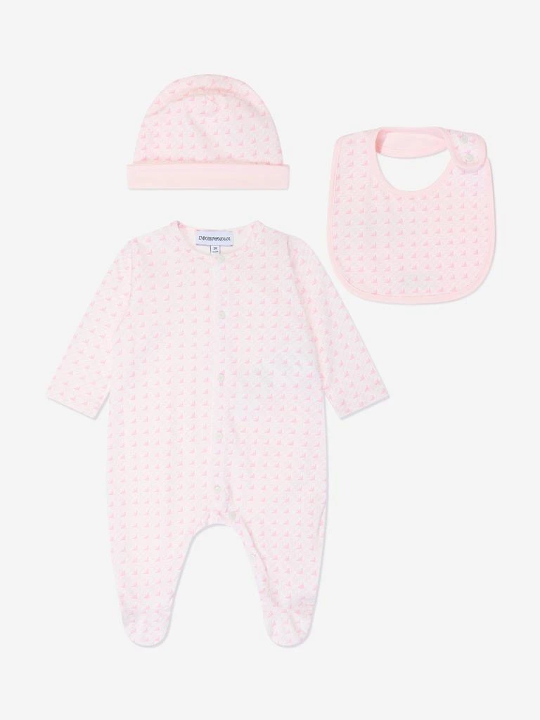 商品Emporio Armani|Emporio Armani Baby Girls Logo Babygrow Gift Set in Pink,价格¥940,第1张图片