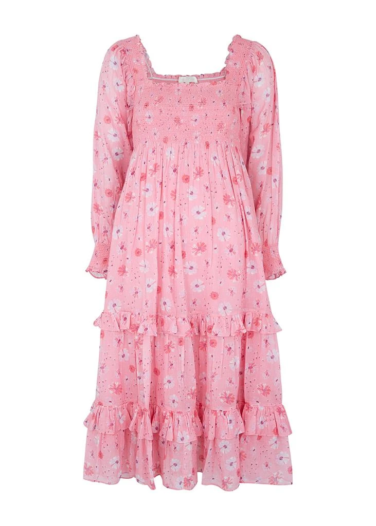 商品LOVESHACKFANCY|Miri pink floral-print cotton midi dress,价格¥2059,第1张图片