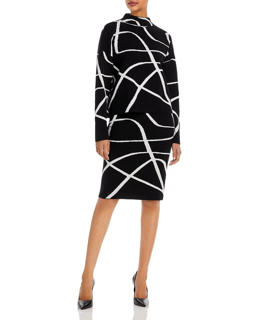 Jacquard Paintstroke Patterned Sweater Skirt商品第3张图片规格展示