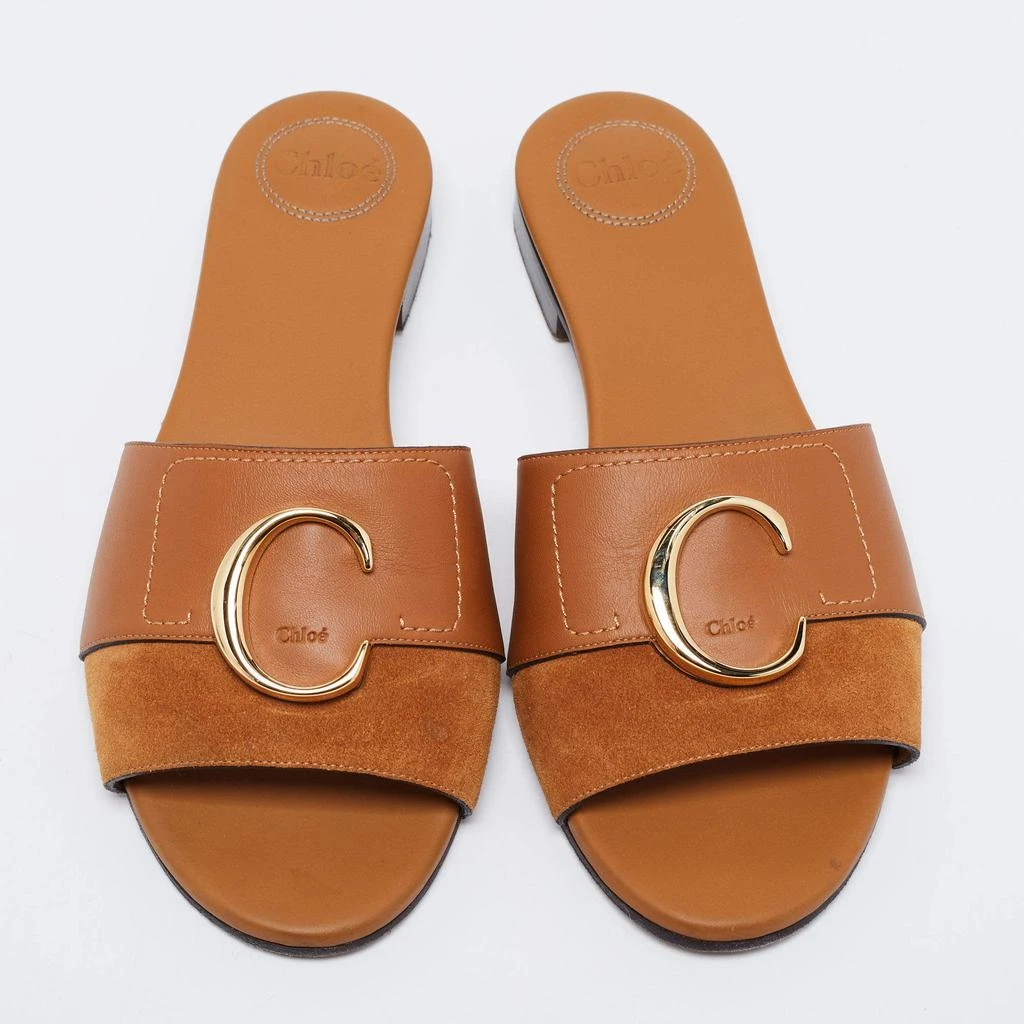 商品[二手商品] Chloé|Chloe Brown Suede And Leather Flat Sandals  Size 40.5,价格¥2446,第3张图片详细描述