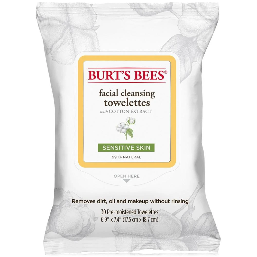 商品Burt's Bees|敏感肌适用面部清洁湿巾 - 30片装,价格¥46,第1张图片