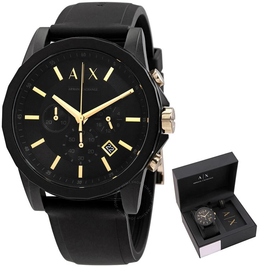 商品Armani Exchange|Chronograph Quartz Black Dial Men's Watch And Luggage Tag Gift Set AX7105,价格¥692,第1张图片