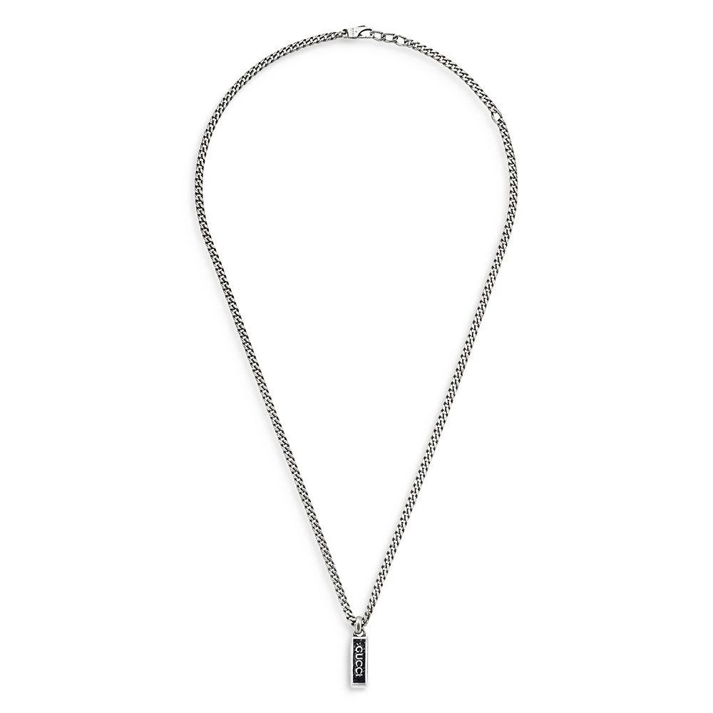 Sterling Silver Curb Chain Tag Pendant Necklace, 19.6" 商品