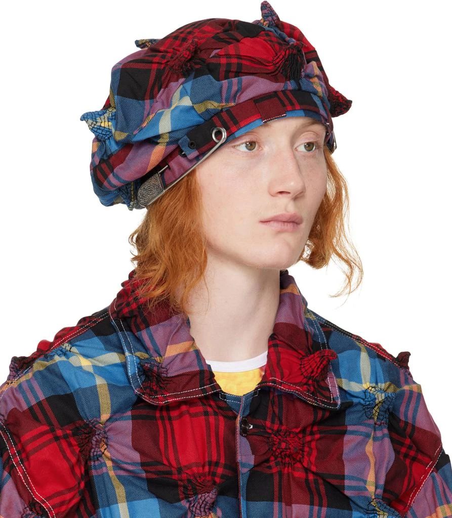 商品Charles Jeffrey Loverboy|Red & Blue Spiky Tartan Tamashana Beret,价格¥1246,第2张图片详细描述